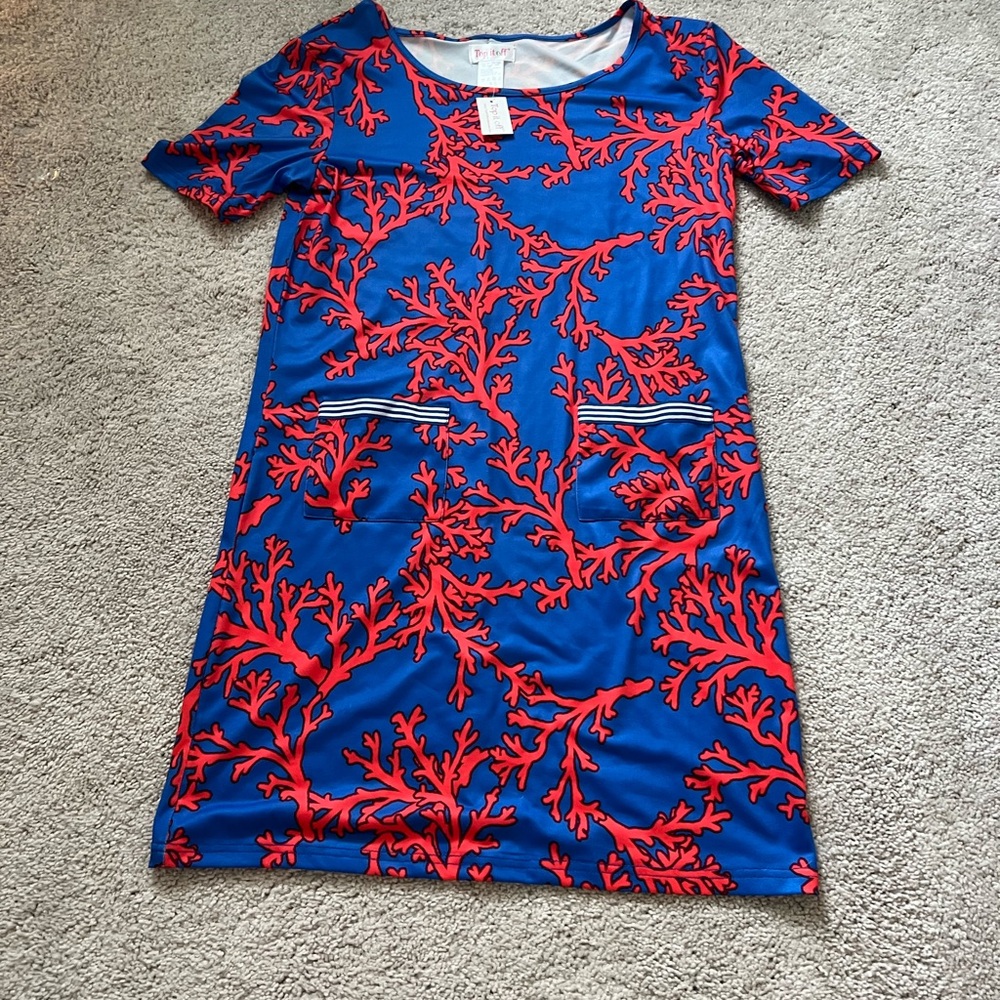 Vibrant Coral Print Mini Dress